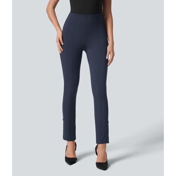 Halara Flex High Waisted Tummy Control Adjustable Hem 7/8 Pant Blue Size Large - Picture 1 of 13